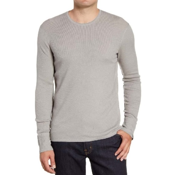Rag & Bone Davis Linen Wool Stretchy Cozy Slim Fit Crewneck Sweater Gray Mens XL - Picture 1 of 13